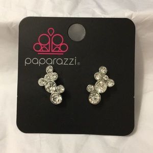 Rhinestone in silver frame earrings with stud back